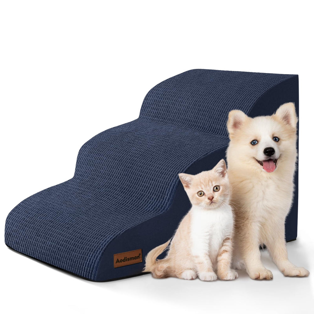 Aodisman dog stairs bed-edge setup helps small pets hop up safely.