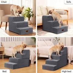 Aodisman dog stairs grey removable cover for easy cleaning