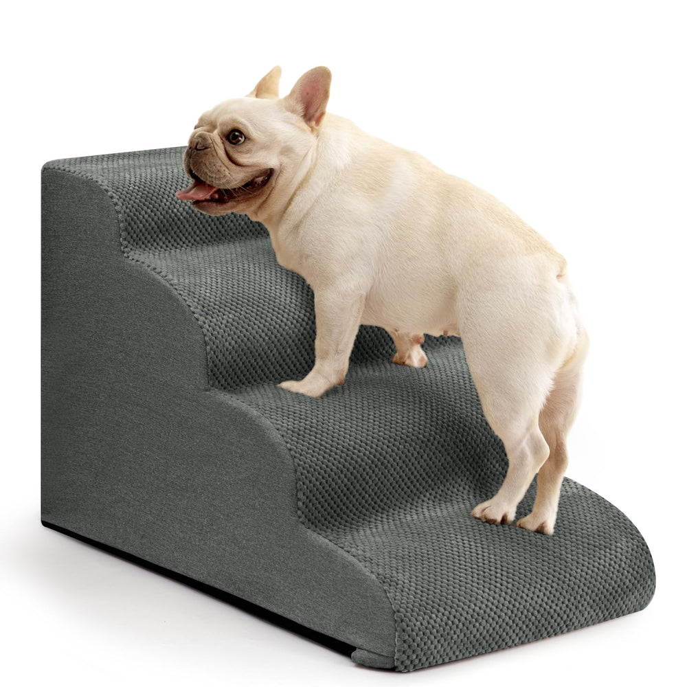 Aodisman four-step dog stairs on sofa with stable anti-slip design.