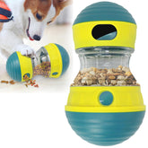 AOEEKI interactive dog toy ball demonstrates treat dispensing for engaging play.