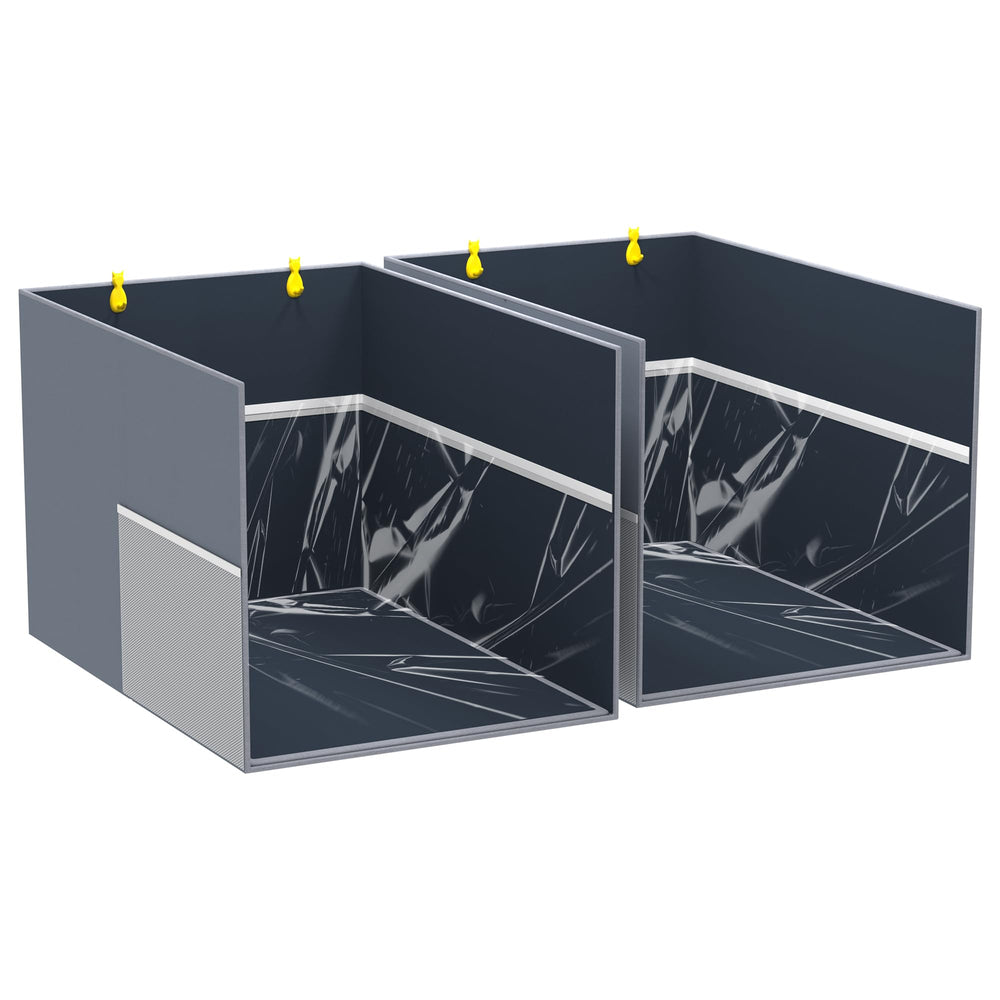 Aokeyee cat litter box enclosure splash guard gray shown on a litter area