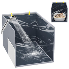 Aokeyee cat litter box enclosure splash guard high side protects floors