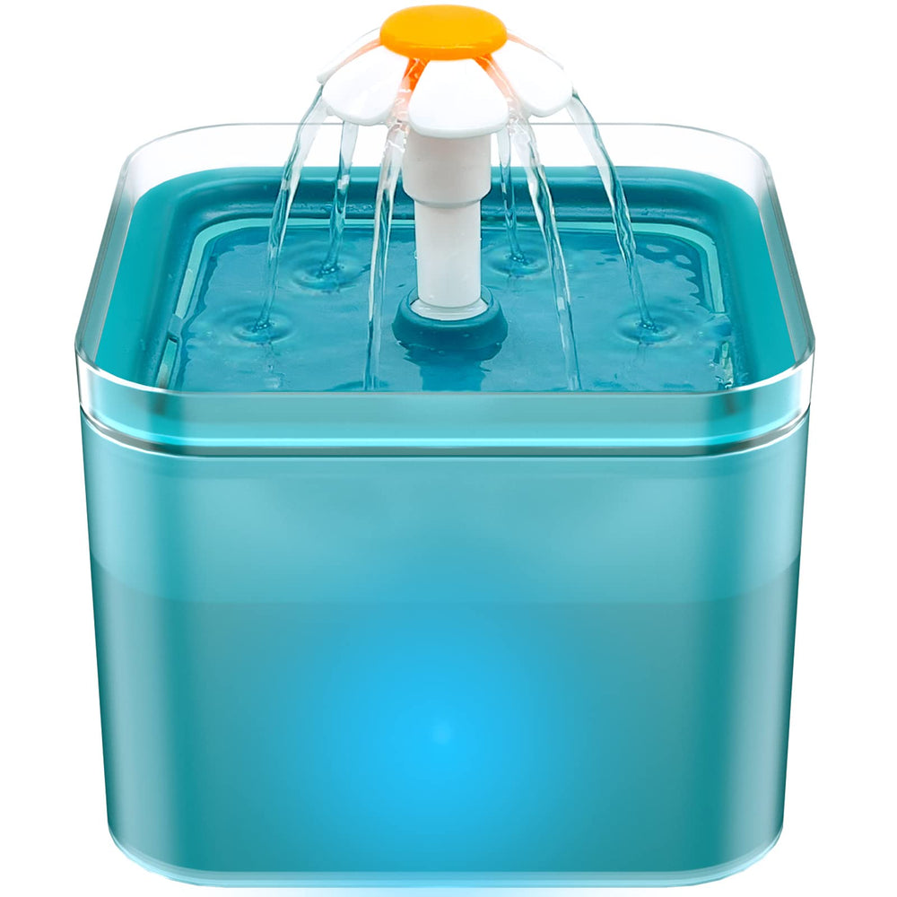 AONBOY cat water fountain with LED light for easy night-time water level checks.