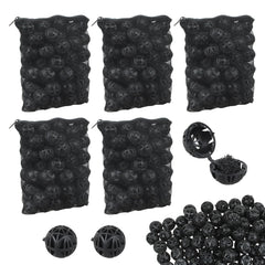 AOQIVIS 500 black bio balls for stable biological filtration in aquariums.