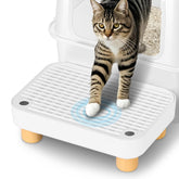 Aothey Litter Box Step wood base provides stable access for cats.