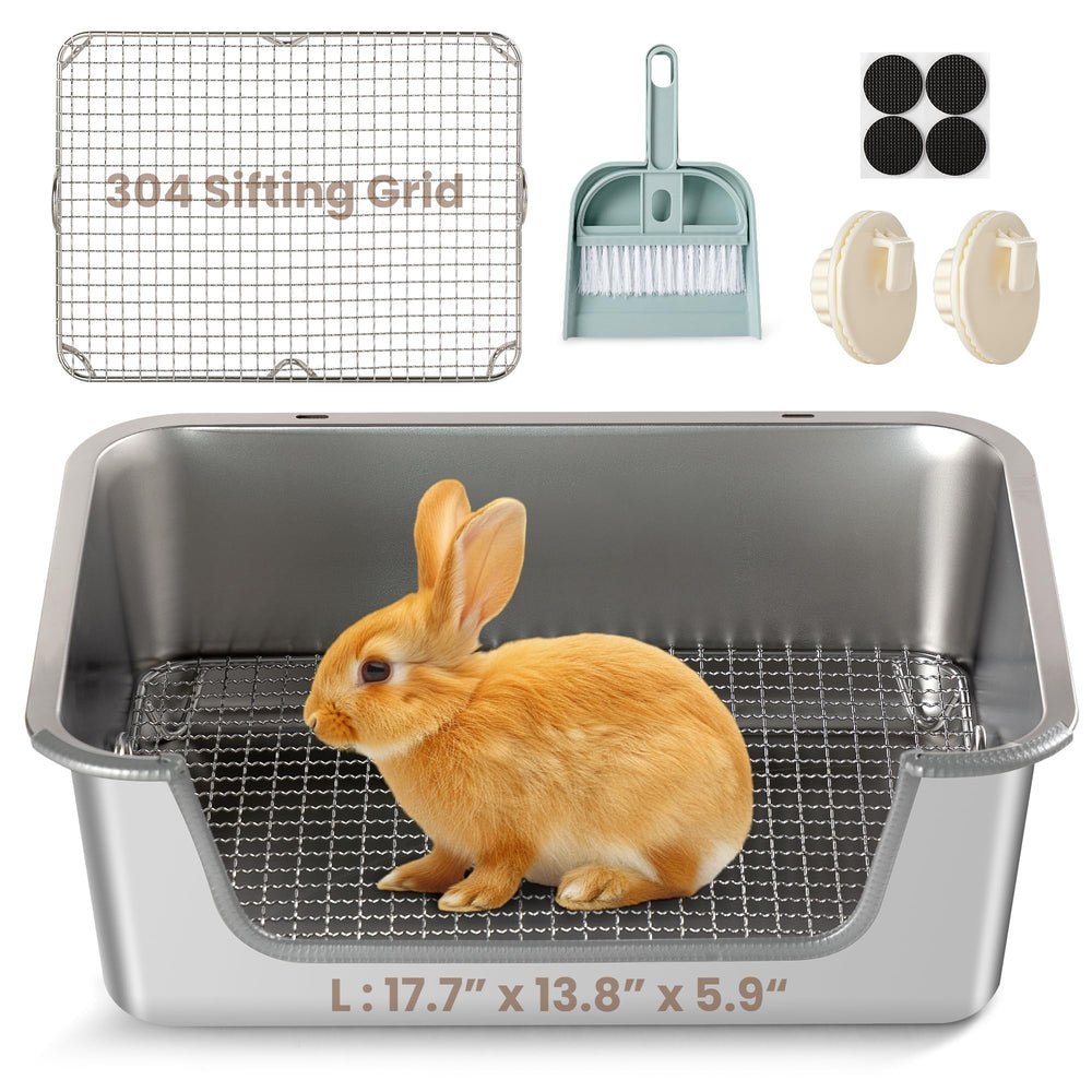 Aothey Rabbit Litter Box with sifting grid for easier waste separation and cleaning