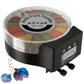 Aoyar automatic fish feeder front view showing compact design for easy home use.
