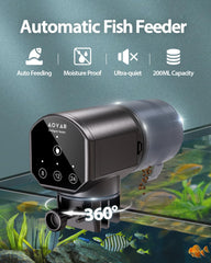 Aoyar automatic fish feeder side view enables flexible tank placement.