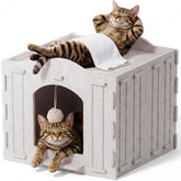 Apasiri cat bed cave inside lower level provides cozy deep-sleep hideaway