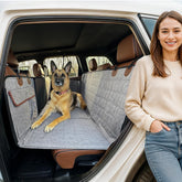 APetsPlanet backseat extender gray front view showing extra space for your dog on trips