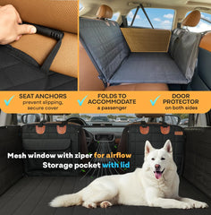 APetsPlanet dog hammock protector creates a flat platform for comfortable road trips.