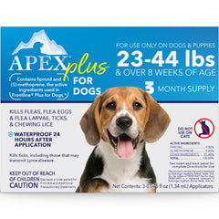 Apex Plus dog flea treatment applied to the back for quick protection.