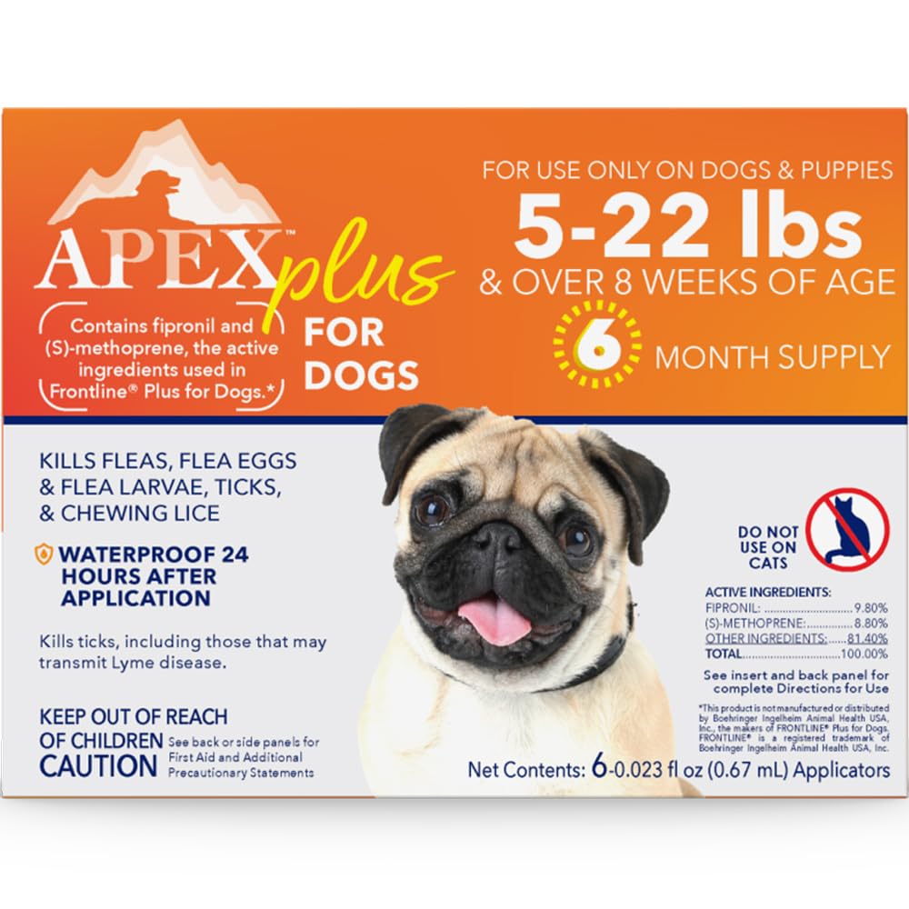 APEX PLUS small dog bottle application shows easy topical treatment for flea prevention