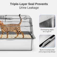 Aphyxen litter box front door entry for convenient dual-entry use