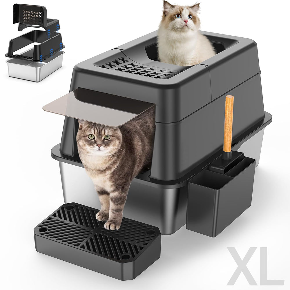 Aphyxen stainless steel litter box lid with durable surface for easy cleaning