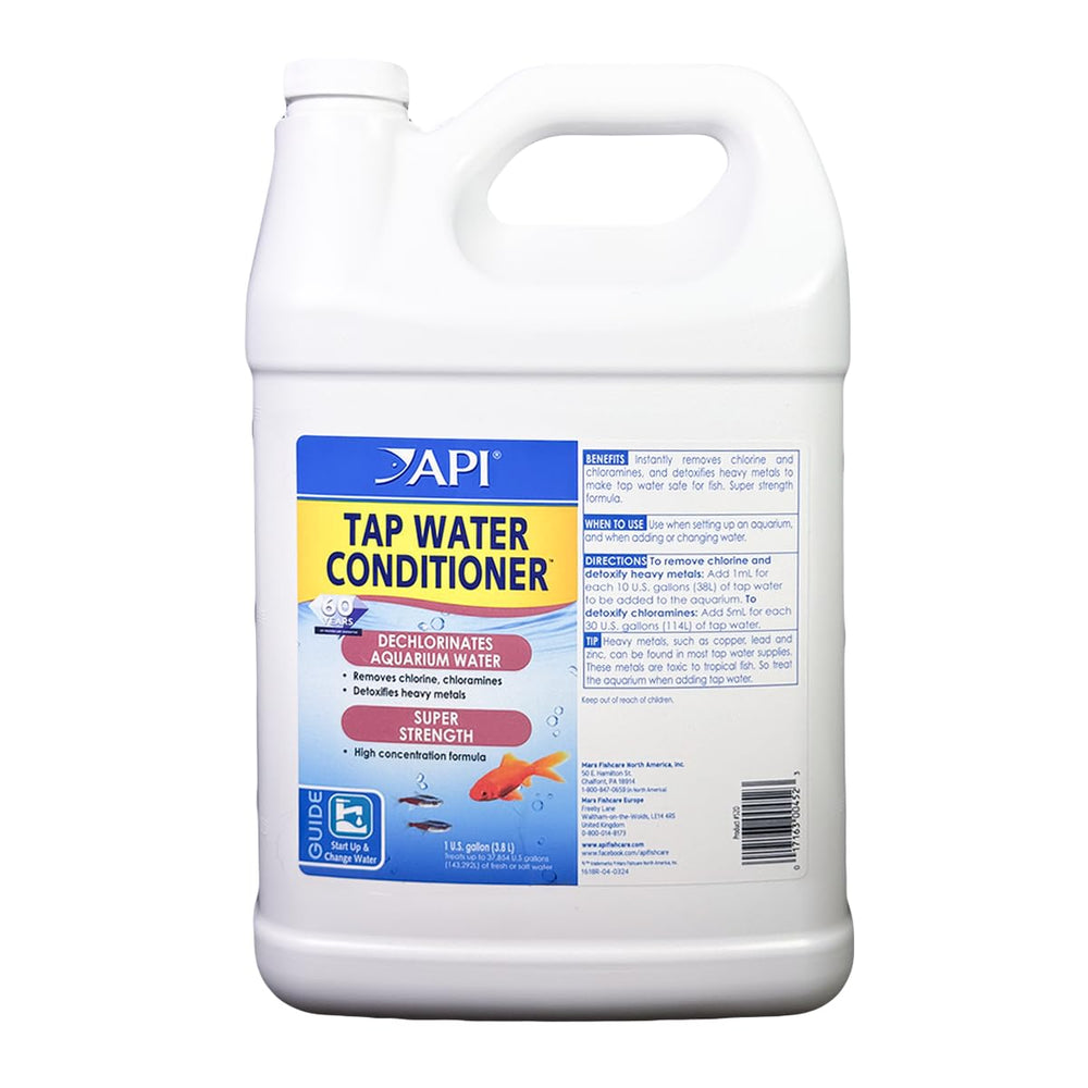 API TAP WATER CONDITIONER bottle close-up shows concentrated formula for easy dosing.