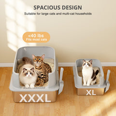 APPKER stainless steel litter box high-sided model prevents splashes and keeps litter contained