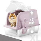 APPKER pink stainless steel litter box with 120-degree flip lid for easy access and observation