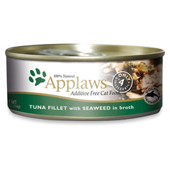 Applaws cat tin tuna with seaweed, convenient 24-pack for daily wet meals.