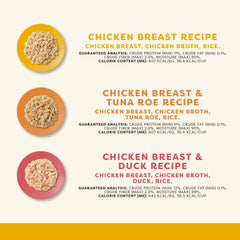 Applaws chicken breast with tuna roe pots ideal for varied feline meals.
