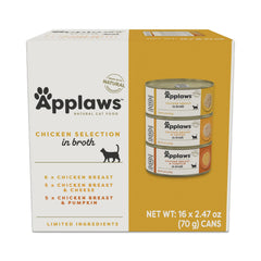 Applaws chicken selection broth can highlights a high-protein meal option