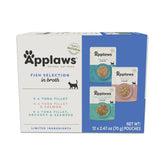 Applaws natural wet cat food in broth shows natural ingredients for hydration.