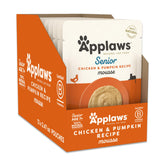 Applaws Senior natural wet cat food mousse with chicken and pumpkin for flavorful meals.