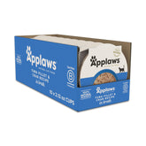 Applaws Tuna Fillet & Crab in Broth cups close-up showing natural ingredients and protein.