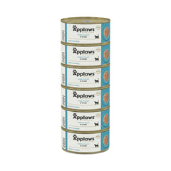 Applaws tuna fillet in broth can label highlighting natural ingredients for cats.