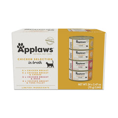Applaws variety pack cans show natural ingredients and protein-rich meals for cats.