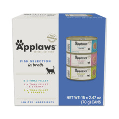 Applaws tuna fillet in broth shows high-protein cat nutrition.