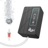 AQQA aquarium air pump with USB battery power and 30GPH airflow for small to medium tanks.