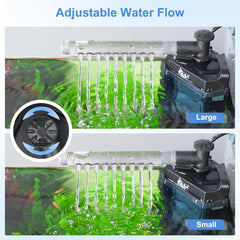 AQQA dual filtration with bio sponge and activated carbon for clarity and odor control.