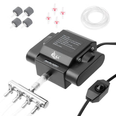 AQQA powerful aquarium air pump with four outlets delivers robust aeration for large tanks.