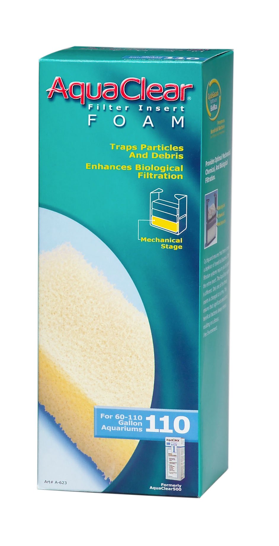 AquaClear A623 foam insert white for 110 gal systems; closeup of porous surface aiding filtration.