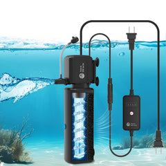 AquaMiracle front view of the aquarium filter showcasing compact design for 10-30 gallon tanks.