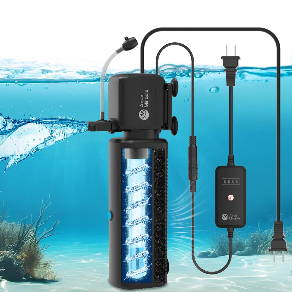 A AquaMiracle filter with U-V light for clearer water and algae control.
