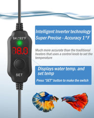 AquaMiracle heater connected to USB power bank for flexible, cable-free operation