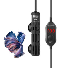 AquaMiracle submersible heater with LED display for precise tank temperature control