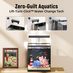 AQUASMITH Beta Tank LED light on highlighting vibrant betta colors