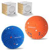Aquamorph 2-pack interactive dog balls in blue and orange with ripple pattern for multi-dog play