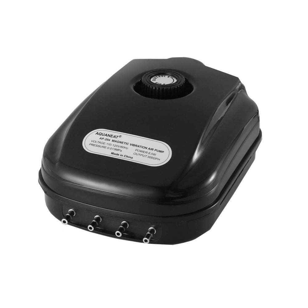 AQUANEAT aquarium air pump 300GPH with four outlets for multi-device aeration.