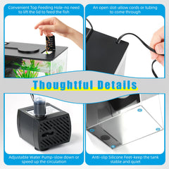 AQUANEAT top-feeding hole design makes feeding easy without removing the lid.