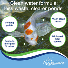 Aquascape color enhancing pellets for goldfish intensify hues and appetite.