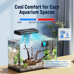 AQUASMITH aquarium chiller fan side view highlighting dual fans for fast cooling
