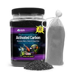 Aquatic Experts premium activated carbon packaging in a clean setup.