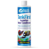 Aquatic Experts TankFirst bottle label close-up shows ready-to-use water conditioner.