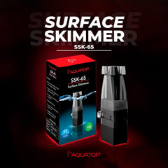 Aquatop surface skimmer installation demonstrates quick setup.