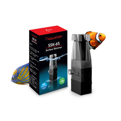 Aquatop surface skimmer on tank keeps water surface clean.