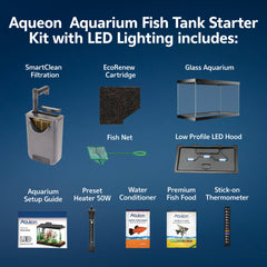 Aqueon 20-gallon glass aquarium offers clear viewing and durable housing